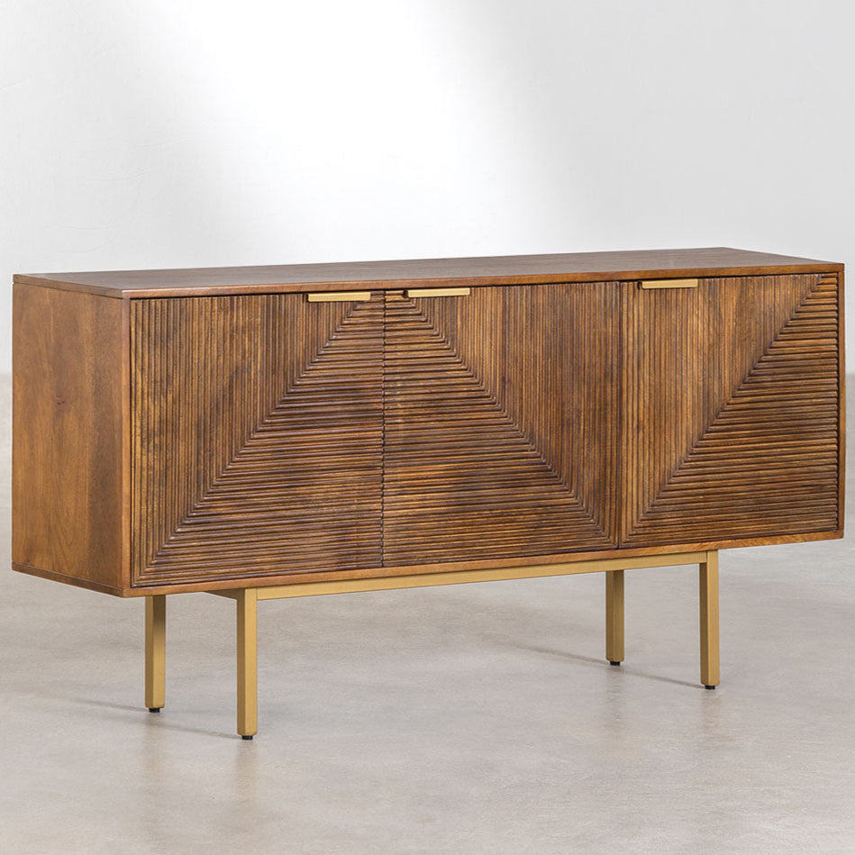 Carlem Solid Mango wood Sideboard with 3 Door in Natural Finish