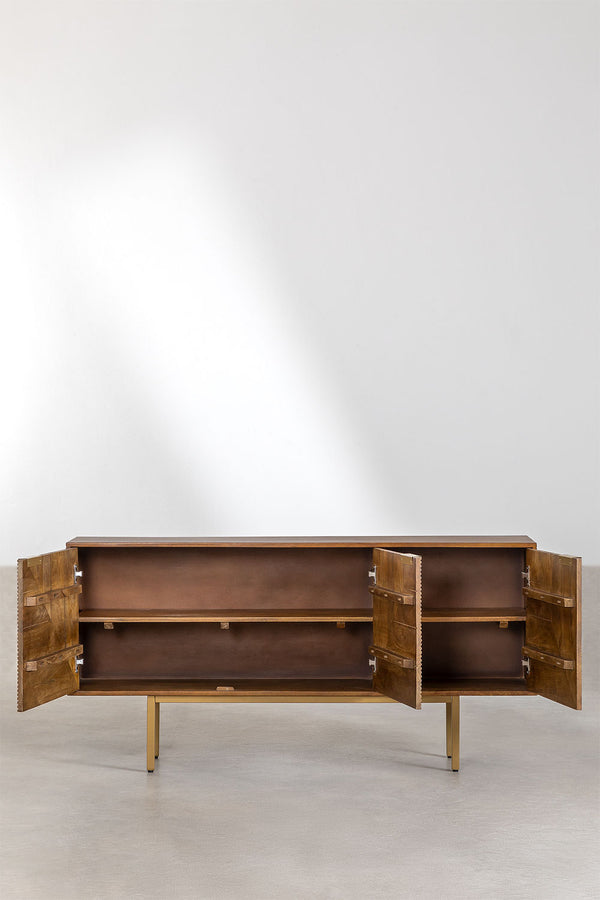 Carlem Solid Mango wood Sideboard with 3 Door in Natural Finish