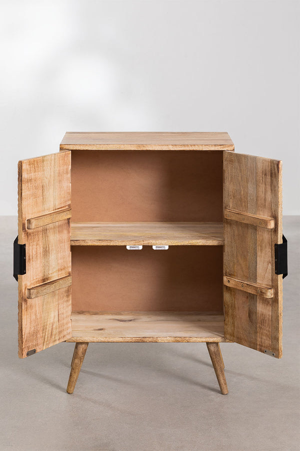 Eos Solid Mango Wood Cabinet with Two Door in Natural Finish