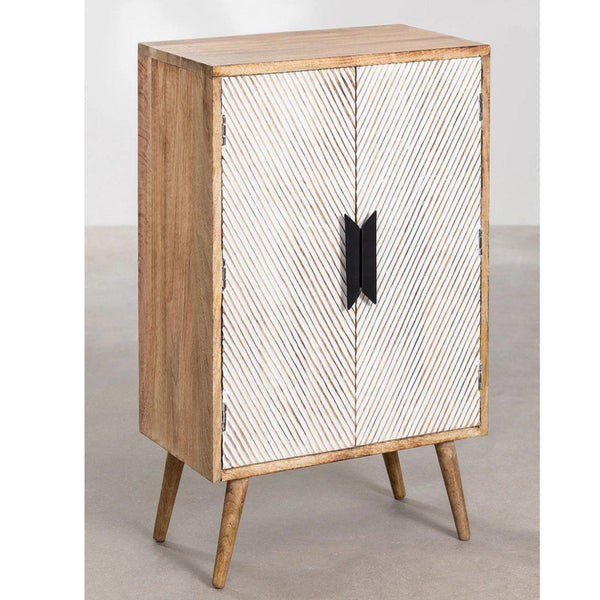 Eos Solid Mango Wood Cabinet with Two Door in Natural Finish