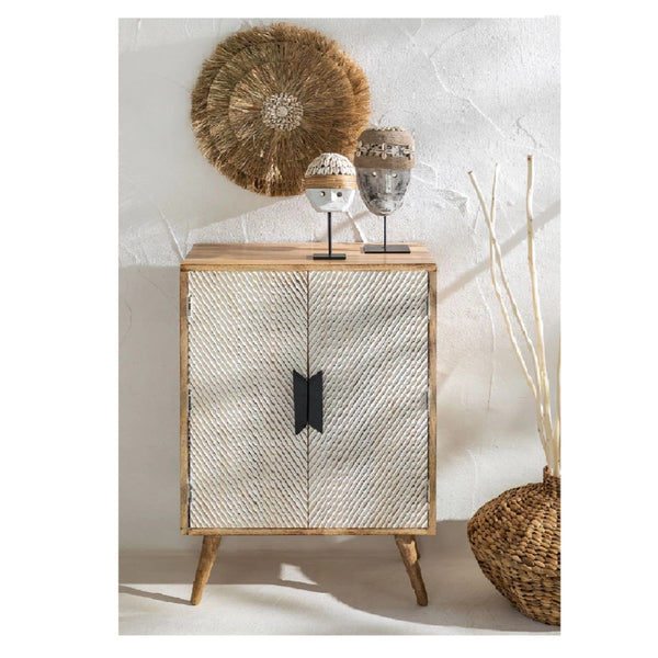 Eos Solid Mango Wood Cabinet with Two Door in Natural Finish