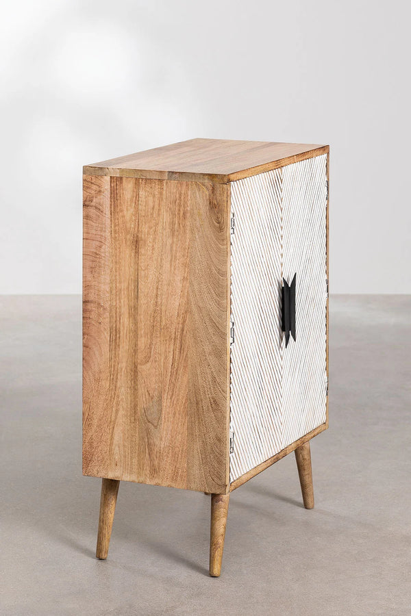 Eos Solid Mango Wood Cabinet with Two Door in Natural Finish