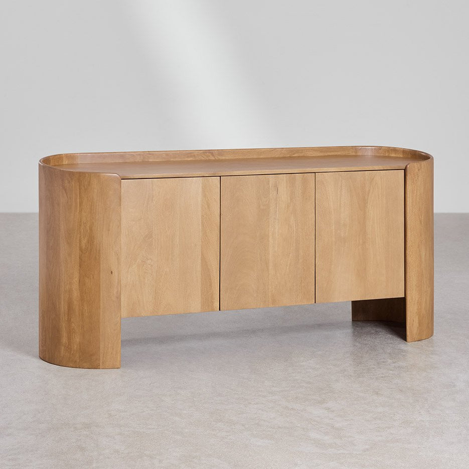 Smarto Solid Mango wood Sideboard with 3 Door in Natural Finish