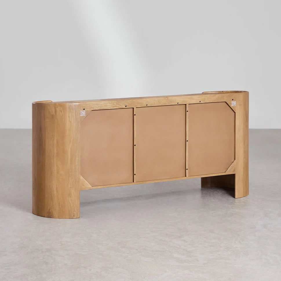 Smarto Solid Mango wood Sideboard with 3 Door in Natural Finish