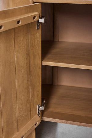 Smarto Solid Mango wood Sideboard with 3 Door in Natural Finish