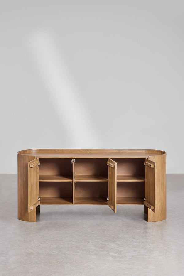Smarto Solid Mango wood Sideboard with 3 Door in Natural Finish