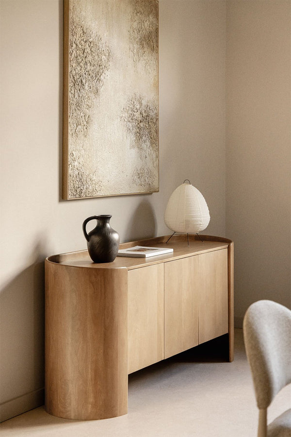 Smarto Solid Mango wood Sideboard with 3 Door in Natural Finish