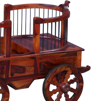 Ciramika Sheesham Wood Bar Trolley in Honey Oak finish