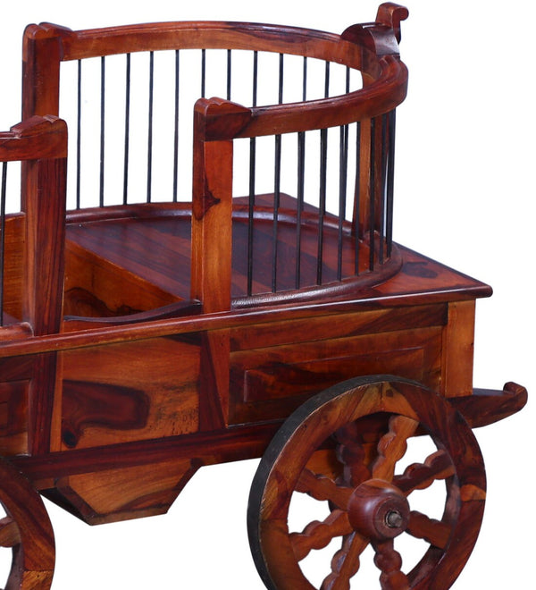 Ciramika Sheesham Wood Bar Trolley in Honey Oak finish