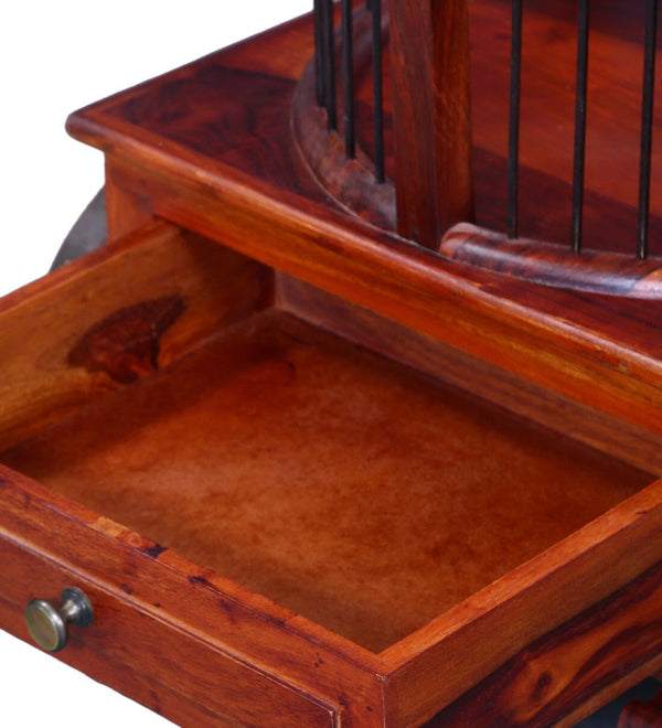 Ciramika Sheesham Wood Bar Trolley in Honey Oak finish
