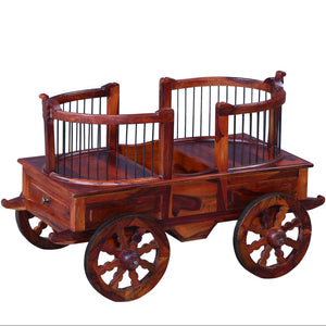 Ciramika Sheesham Wood Bar Trolley in Honey Oak finish
