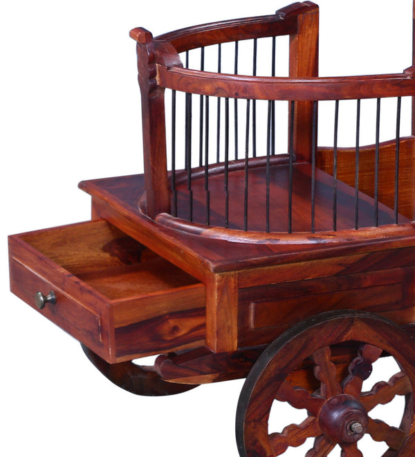 Ciramika Sheesham Wood Bar Trolley in Honey Oak finish