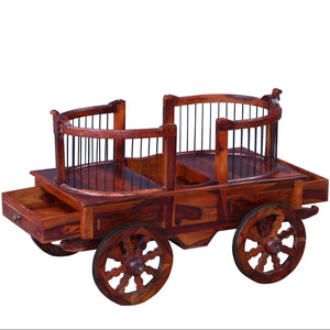 Ciramika Sheesham Wood Bar Trolley in Honey Oak finish