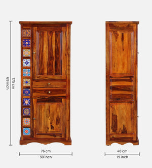 Ciramika Sheesham Wood Bar Cabinet In Honey Oak Finish