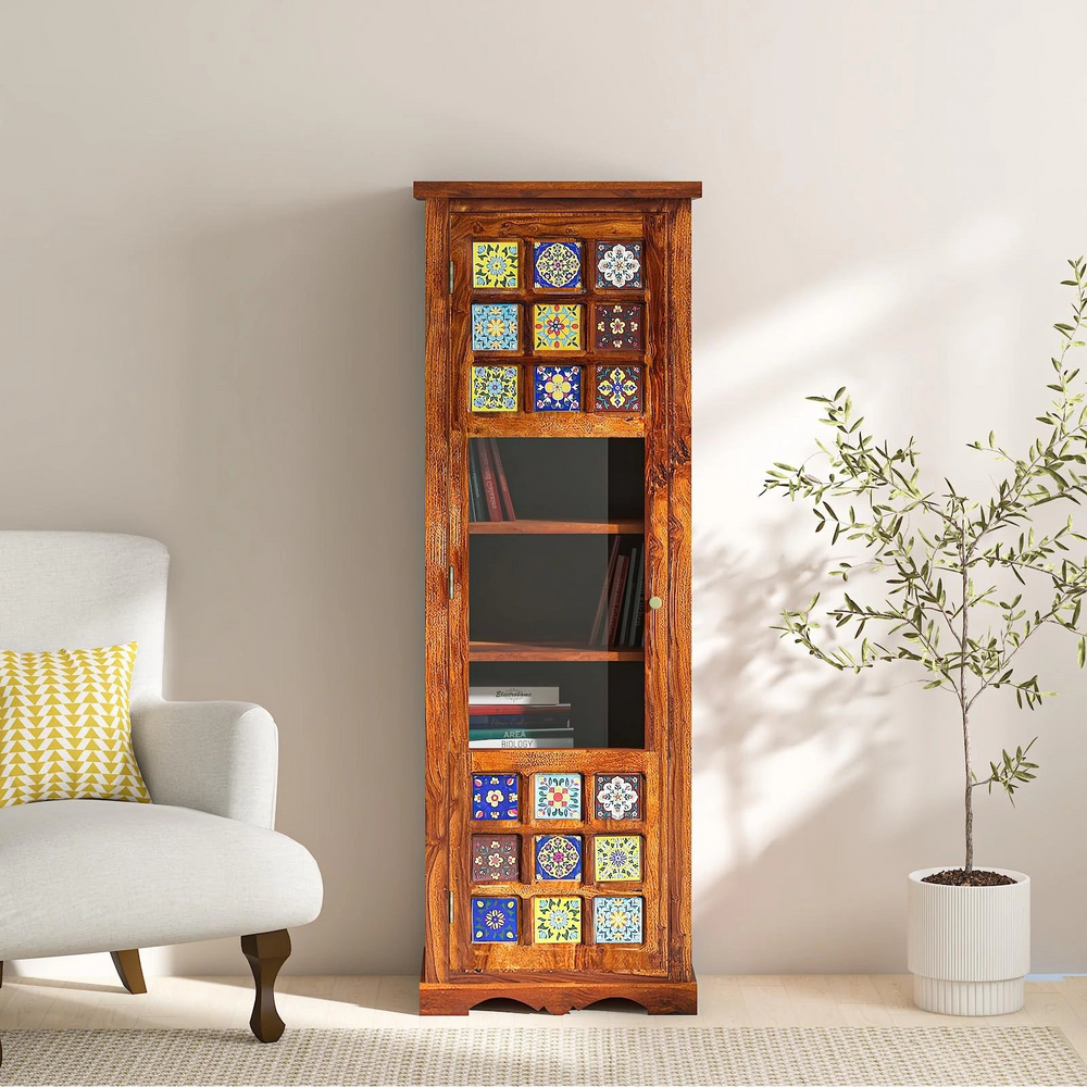 Ciramika Sheesham Wood Book Case in Honey Oak Finish
