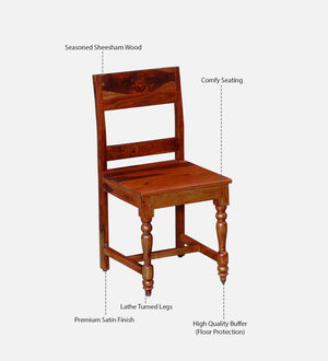 Siramika Sheesham Wood Dining Chairs In Honey Oak (Set Of 2)