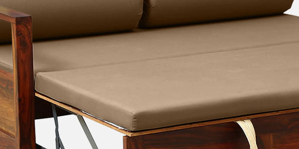 Ciramika Sheesham Wood Pull Out Sofa Cum Bed In Honey Oak Finish