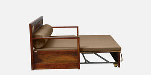 Ciramika Sheesham Wood Pull Out Sofa Cum Bed In Honey Oak Finish