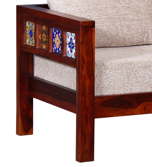 Ciramika Sheesham Wood 1 Seater Sofa in Honey Oak finish