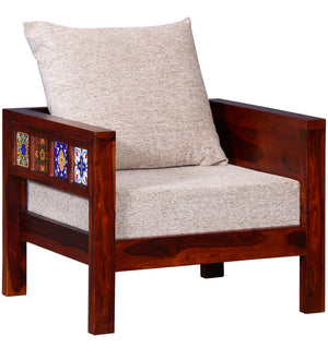 Ciramika Sheesham Wood 1 Seater Sofa in Honey Oak finish