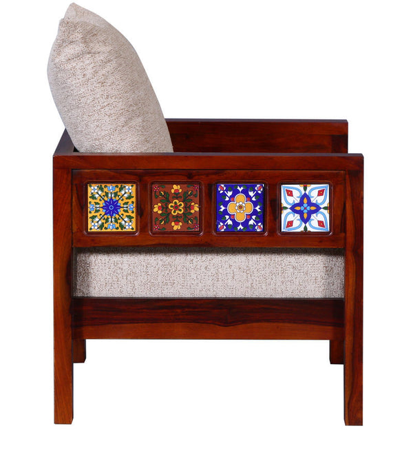 Ciramika Sheesham Wood 1 Seater Sofa in Honey Oak finish