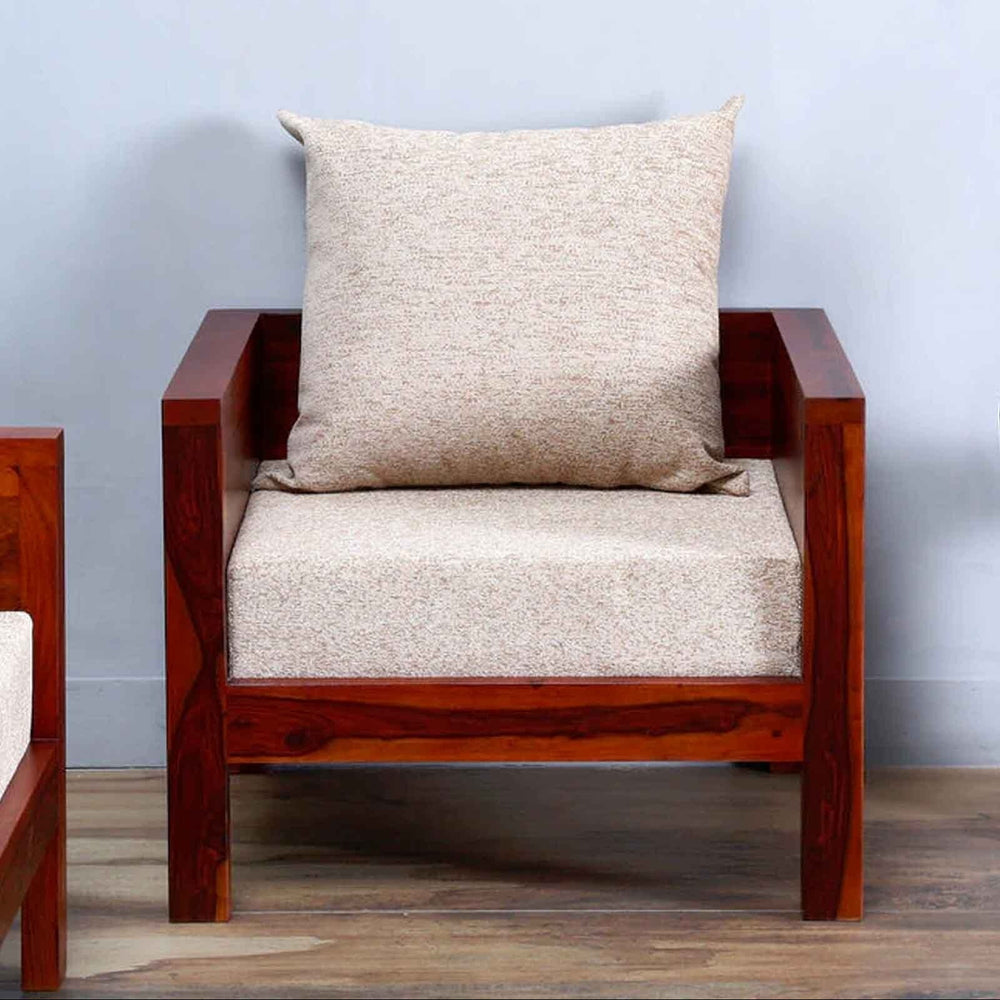 Ciramika Sheesham Wood 1 Seater Sofa in Honey Oak finish