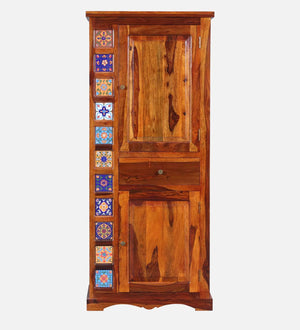 Ciramika Sheesham Wood 1 Door Wardrobe In Honey Oak Finish