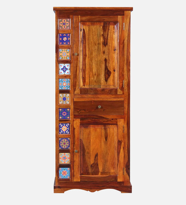 Ciramika Sheesham Wood 1 Door Wardrobe In Honey Oak Finish