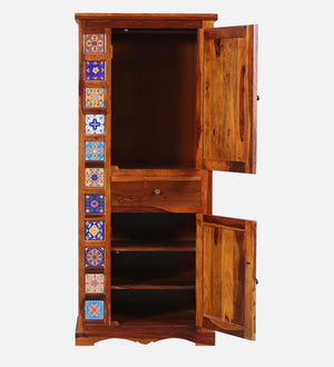 Ciramika Sheesham Wood 1 Door Wardrobe In Honey Oak Finish