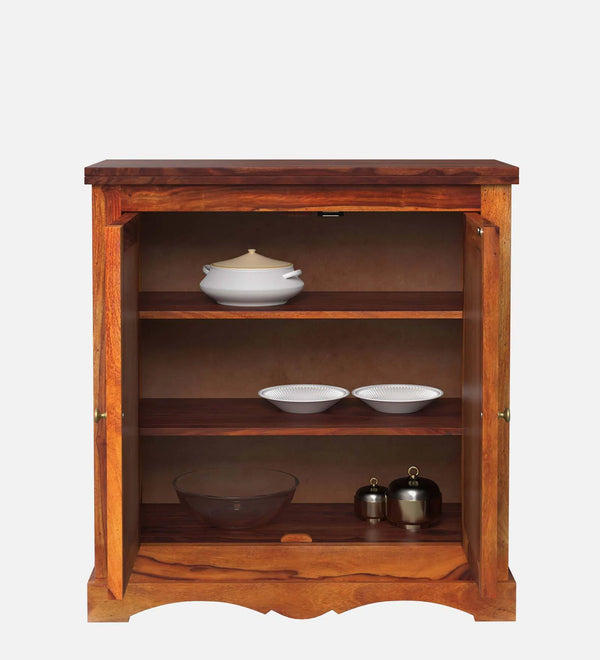 Ciramika Sheesham Wood Bar Cabinet In Honey Oak Finish