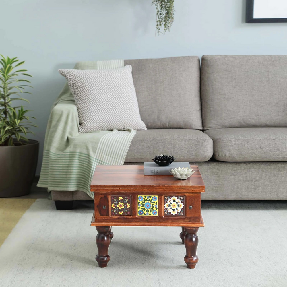 Ciramika Sheesham Wood Coffee Table In Honey Oak Finish