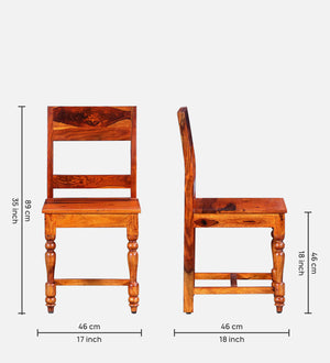 Siramika Sheesham Wood Dining Chairs In Honey Oak (Set Of 2)