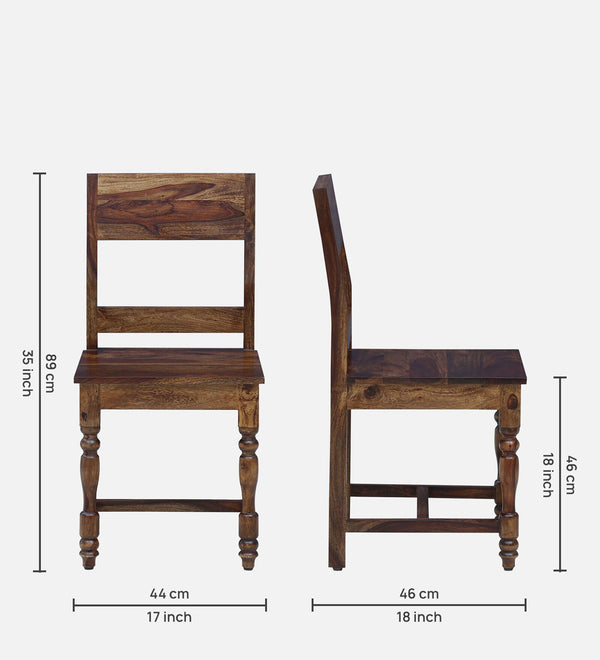 Siramika Sheesham Wood Dining Chairs In Provincial Teak Finish (Set Of 2)