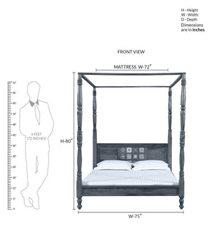 Ciramika Sheesham Wood King Size Poster Bed in Honey Oak Finish