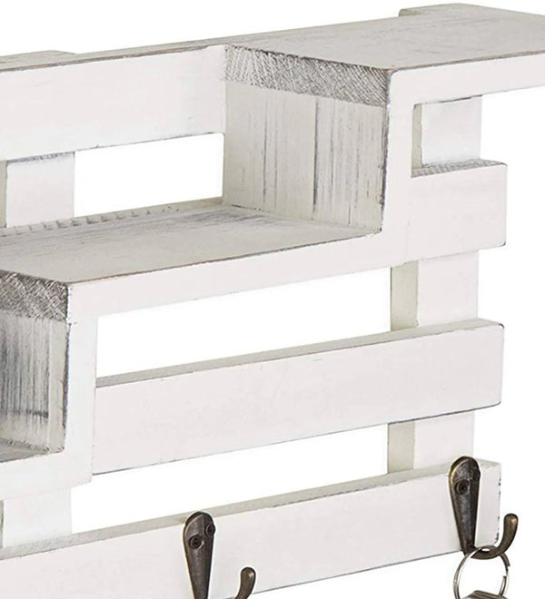 Mango Wood Floating Wallshelf In White Colour