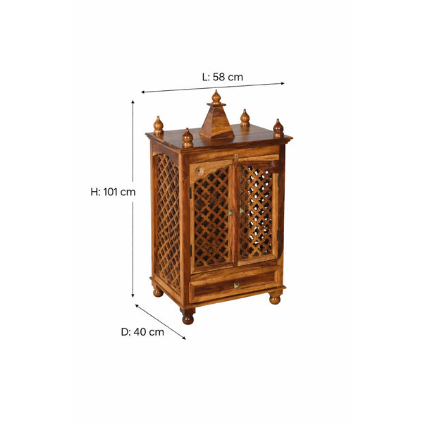 Lidi Sheesham Wood Prayer Unit in Teak Finish