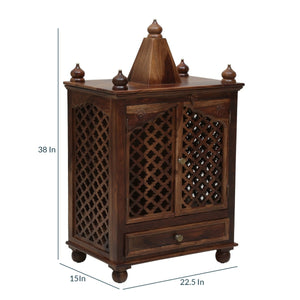 Lita Sheesham Wood Prayer Unit In Provincial Teak Finish
