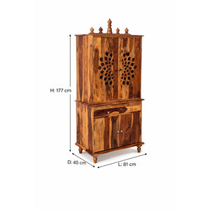 Tnesh Sheesham Wood Prayer Unit in Teak Finish