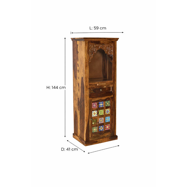 Jidi Sheesham Wood Prayer Unit in Teak Finish