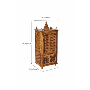 ium Sheesham Wood Prayer Unit in Teak Finish