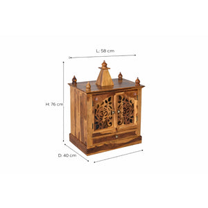 Jam Sheesham Wood Prayer Unit in Teak Finish