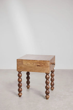 Kenny Solid mango wood bedside table with 1 Door in Teak Finish