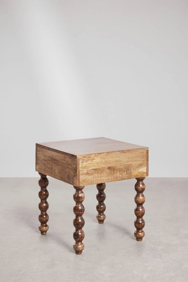 Kenny Solid mango wood bedside table with 1 Door in Teak Finish
