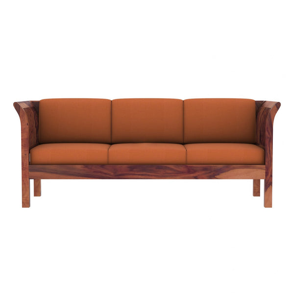 Haveli 3+2 Seater Wooden Sofa (Orange Colour, Teak Finish)