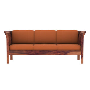 Haveli 3 Seater Wooden Sofa (Orange Colour, Teak Finish)