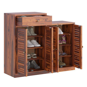 Danta Sheesham Wood Shoerack In Honey Oak Finish