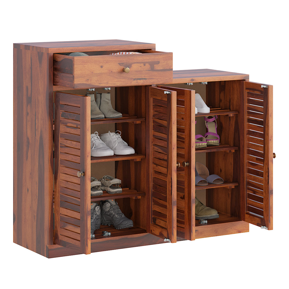 Danta Sheesham Wood Shoerack In Honey Oak Finish