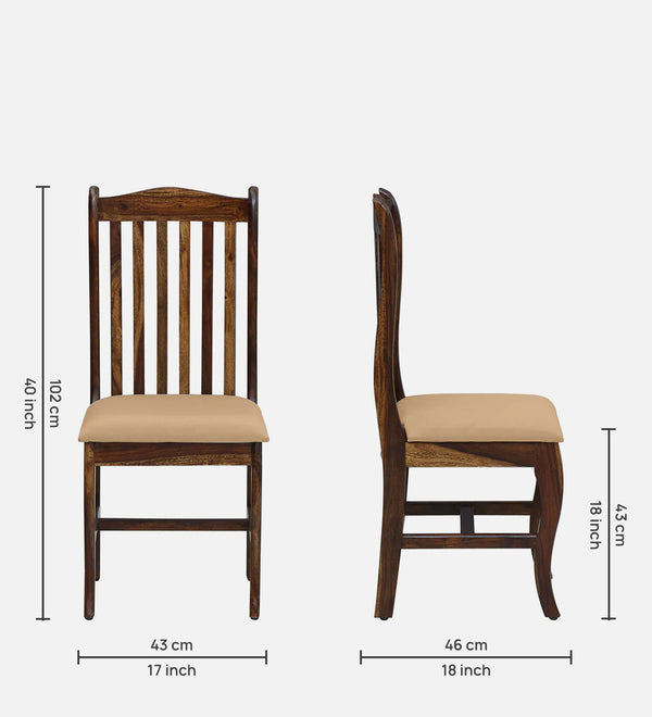 Calvo Sheesham Wood Dining Chairs In Provincial Teak Finish (Set Of 2)