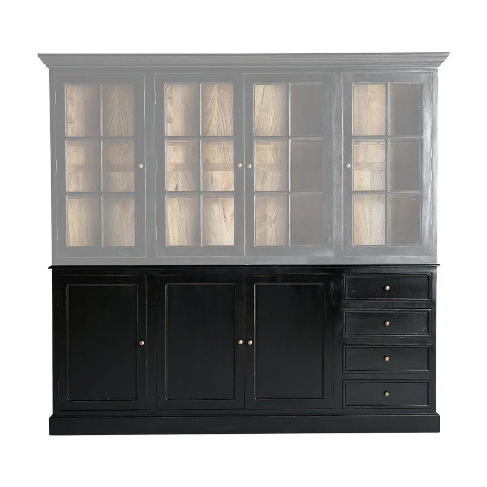 Ruby Solid Mango wood Sideboard with 3 Door & 4 Drawer in Black Finish