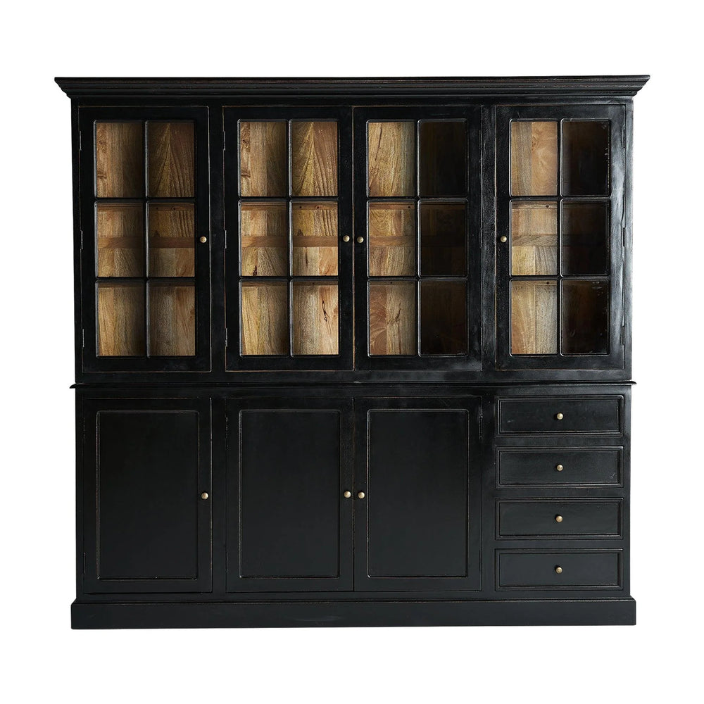 Ruby Solid Mango wood Sideboard with 3 Door & 4 Drawer in Black Finish